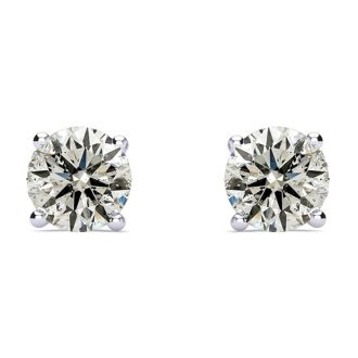 1.40 Carat Colorless Diamond Stud Earrings 14 Karat White Gold. Big Diamonds In A Very Fine Setting!