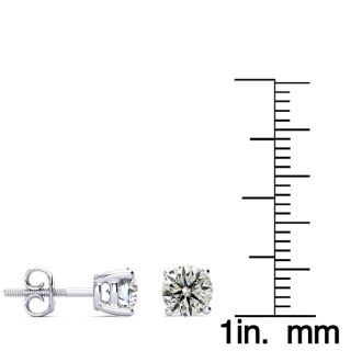 1.40 Carat Colorless Diamond Stud Earrings 14 Karat White Gold. Big Diamonds In A Very Fine Setting!