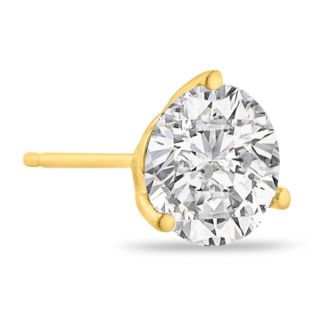 1.40 Carat Colorless Diamond Stud Earrings in 14 Karat Yellow Gold Martini Setting