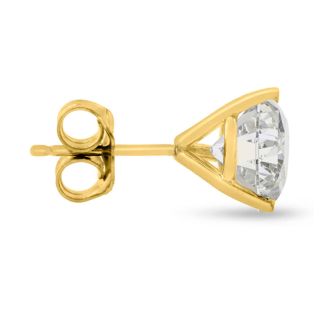 1.40 Carat Colorless Diamond Stud Earrings in 14 Karat Yellow Gold Martini Setting