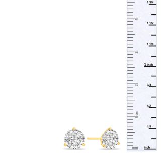 1.40 Carat Colorless Diamond Stud Earrings in 14 Karat Yellow Gold Martini Setting