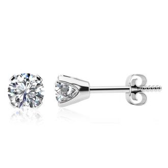 1.30 Carat Colorless Diamond Stud Earrings In 14 Karat White Gold. Incredible Blowout Price! Limited Quantity!