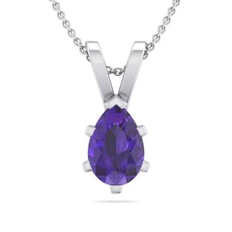 1/2 Carat Pear Shape Amethyst Necklace In Sterling Silver, 18 Inches