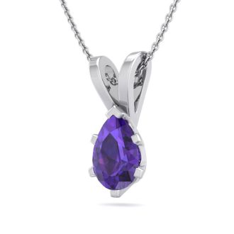 1/2 Carat Pear Shape Amethyst Necklace In Sterling Silver, 18 Inches