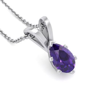 1/2 Carat Pear Shape Amethyst Necklace In Sterling Silver, 18 Inches
