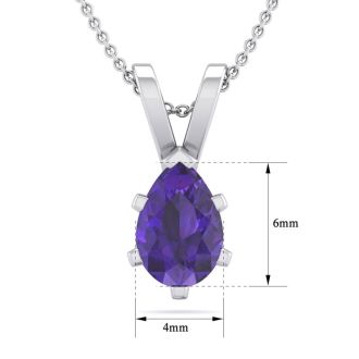 1/2 Carat Pear Shape Amethyst Necklace In Sterling Silver, 18 Inches