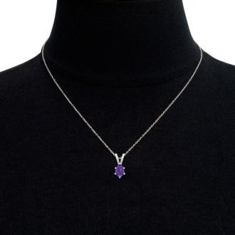 1/2 Carat Pear Shape Amethyst Necklace In Sterling Silver, 18 Inches