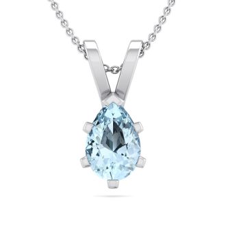 Aquamarine Necklace: Aquamarine Jewelry: 1/2 Carat Pear Shape Aquamarine Necklace In Sterling Silver, 18 Inches