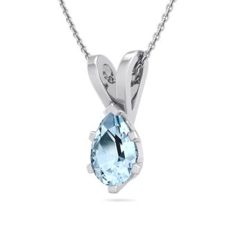 Aquamarine Necklace: Aquamarine Jewelry: 1/2 Carat Pear Shape Aquamarine Necklace In Sterling Silver, 18 Inches