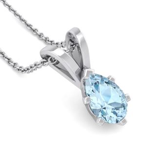 Aquamarine Necklace: Aquamarine Jewelry: 1/2 Carat Pear Shape Aquamarine Necklace In Sterling Silver, 18 Inches