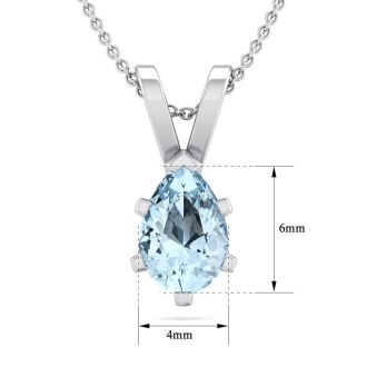 Aquamarine Necklace: Aquamarine Jewelry: 1/2 Carat Pear Shape Aquamarine Necklace In Sterling Silver, 18 Inches