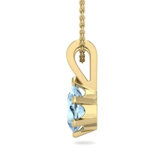 Aquamarine Necklace: Aquamarine Jewelry: 1/2 Carat Pear Shape Aquamarine Necklace In 14K Yellow Gold Over Sterling Silver, 18 Inches