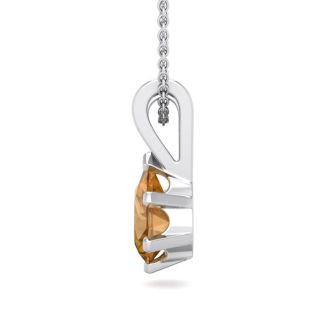 1/2 Carat Pear Shape Citrine Necklace In Sterling Silver, 18 Inches