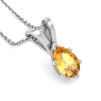 1/2 Carat Pear Shape Citrine Necklace In Sterling Silver, 18 Inches