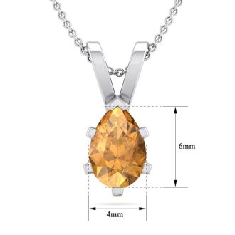 1/2 Carat Pear Shape Citrine Necklace In Sterling Silver, 18 Inches