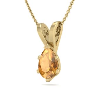 1/2 Carat Pear Shape Citrine Necklace In 14K Yellow Gold Over Sterling Silver, 18 Inches
