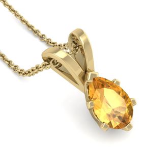 1/2 Carat Pear Shape Citrine Necklace In 14K Yellow Gold Over Sterling Silver, 18 Inches