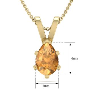 1/2 Carat Pear Shape Citrine Necklace In 14K Yellow Gold Over Sterling Silver, 18 Inches