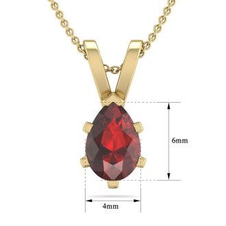 Garnet Necklace: Garnet Jewelry: 1/2 Carat Pear Shape Garnet Necklace In 14K Yellow Gold Over Sterling Silver, 18 Inches