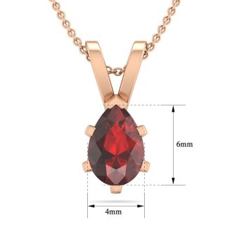 Garnet Necklace: Garnet Jewelry: 1/2 Carat Pear Shape Garnet Necklace In 14K Rose Gold Over Sterling Silver, 18 Inches