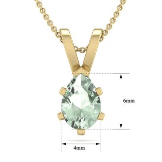 1/2 Carat Pear Shape Green Amethyst Necklace In 14K Yellow Gold Over Sterling Silver, 18 Inches