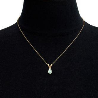 1/2 Carat Pear Shape Green Amethyst Necklace In 14K Yellow Gold Over Sterling Silver, 18 Inches