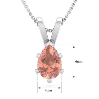 1/2 Carat Pear Shape Morganite Necklace In Sterling Silver With 18 Inch Chain