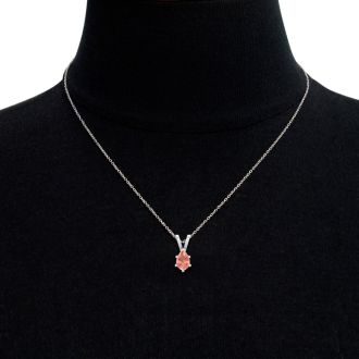 1/2 Carat Pear Shape Morganite Necklace In Sterling Silver With 18 Inch Chain