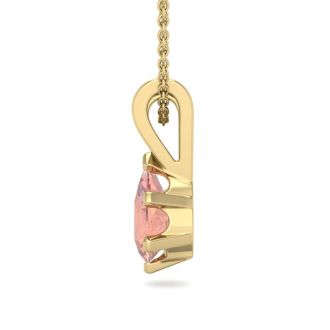 1/2 Carat Pear Shape Morganite Necklace In 14K Yellow Gold Over Sterling Silver With 18 Inch Chain