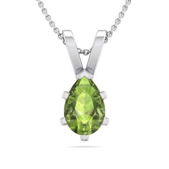 1/2 Carat Pear Shape Peridot Necklace In Sterling Silver, 18 Inches