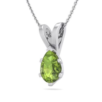 1/2 Carat Pear Shape Peridot Necklace In Sterling Silver, 18 Inches