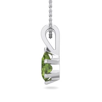 1/2 Carat Pear Shape Peridot Necklace In Sterling Silver, 18 Inches