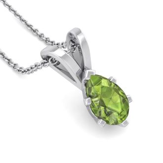 1/2 Carat Pear Shape Peridot Necklace In Sterling Silver, 18 Inches