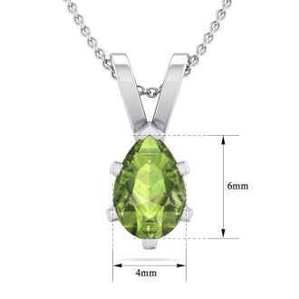 1/2 Carat Pear Shape Peridot Necklace In Sterling Silver, 18 Inches