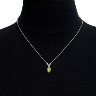 1/2 Carat Pear Shape Peridot Necklace In Sterling Silver, 18 Inches