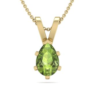 1/2 Carat Pear Shape Peridot Necklace In 14K Yellow Gold Over Sterling Silver, 18 Inches