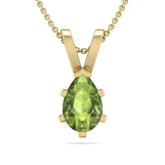 1/2 Carat Pear Shape Peridot Necklace In 14K Yellow Gold Over Sterling Silver, 18 Inches