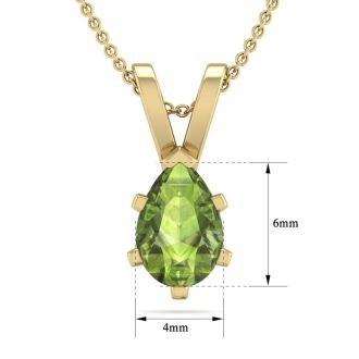 1/2 Carat Pear Shape Peridot Necklace In 14K Yellow Gold Over Sterling Silver, 18 Inches