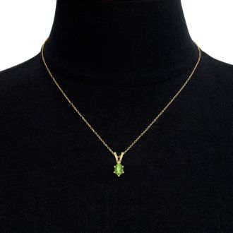 1/2 Carat Pear Shape Peridot Necklace In 14K Yellow Gold Over Sterling Silver, 18 Inches