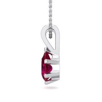 1/2 Carat Pear Shape Ruby Necklace In Sterling Silver, 18 Inches