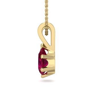 1/2 Carat Pear Shape Ruby Necklace In 14K Yellow Gold Over Sterling Silver, 18 Inches