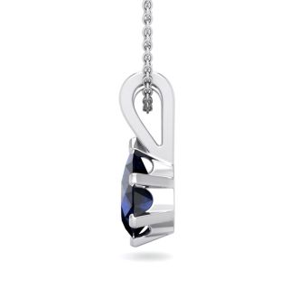 1/2 Carat Pear Shape Sapphire Necklace In Sterling Silver, 18 Inches