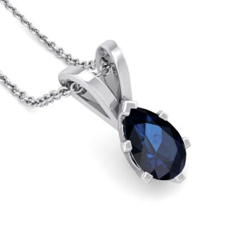 1/2 Carat Pear Shape Sapphire Necklace In Sterling Silver, 18 Inches