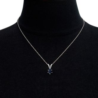 1/2 Carat Pear Shape Sapphire Necklace In Sterling Silver, 18 Inches