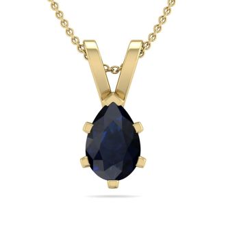 1/2 Carat Pear Shape Sapphire Necklace In 14K Yellow Gold Over Sterling Silver, 18 Inches