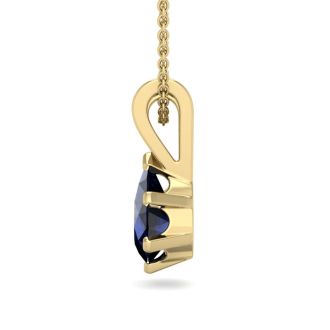 1/2 Carat Pear Shape Sapphire Necklace In 14K Yellow Gold Over Sterling Silver, 18 Inches