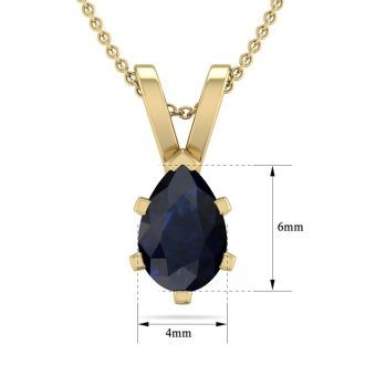 1/2 Carat Pear Shape Sapphire Necklace In 14K Yellow Gold Over Sterling Silver, 18 Inches
