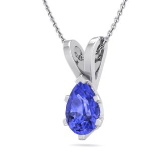 1/2 Carat Pear Shape Tanzanite Necklace In Sterling Silver, 18 Inches