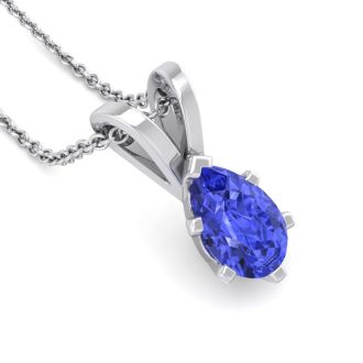 1/2 Carat Pear Shape Tanzanite Necklace In Sterling Silver, 18 Inches