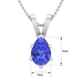 1/2 Carat Pear Shape Tanzanite Necklace In Sterling Silver, 18 Inches